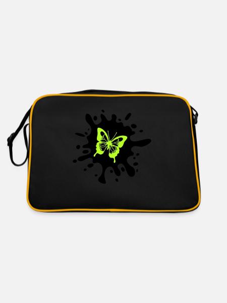 Butterfly Splashes of Color - Retro Bag - black/gold - Back