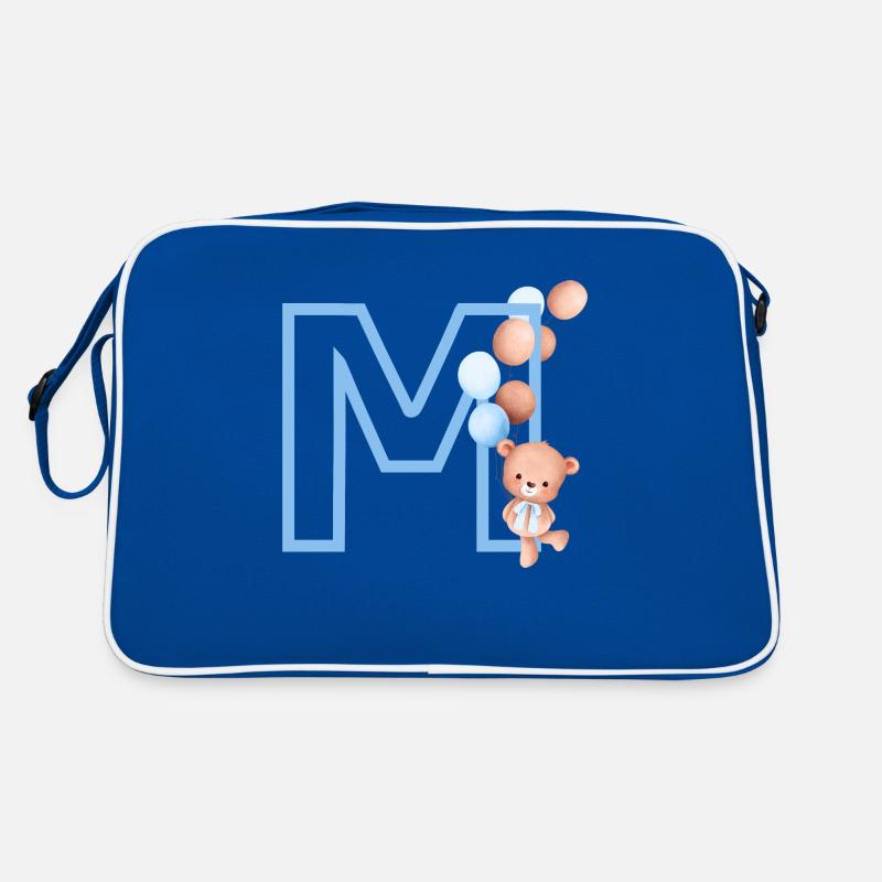 Buchstabe M Blauer Bär Retro Tasche
