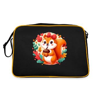 Écureuil mignon avec gland - Sac Retro - noir/or - Dos