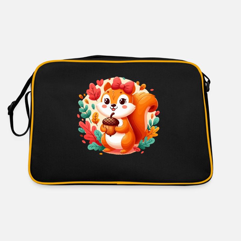 Süßes Eichhörnchen mit Eichel Retro Tasche