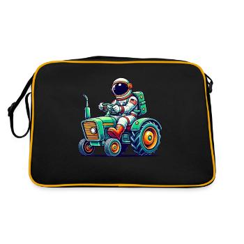 Astronaut Traktor - Retro Tasche - Schwarz/Gold - Hinten