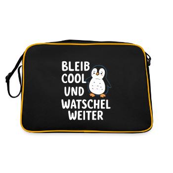 Pinguin Zwergpinguine Kaiserpinguin - Retro Tasche - Schwarz/Gold - Hinten