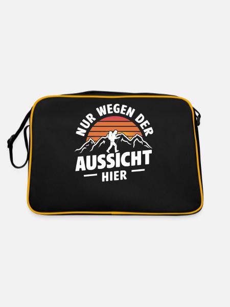 Hiking Hikers Hike Mountains Forest - Retro Bag - black/gold - Back