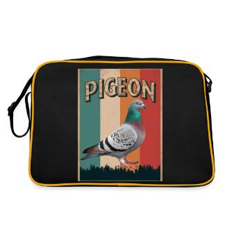 Taube Tauben Tier Vogel - Retro Tasche - Schwarz/Gold - Hinten