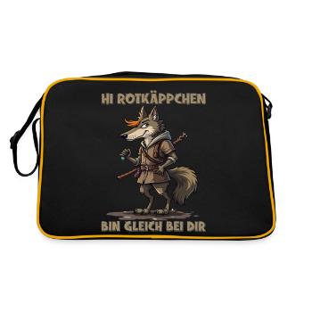 Rotkäppchen - Ich bin gleich bei Dir - deutsch - Retro Tasche - Schwarz/Gold - Hinten