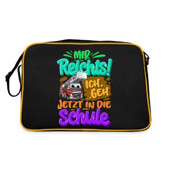 Einschulung Feuerwehr - Retro Tasche - Schwarz/Gold - Hinten