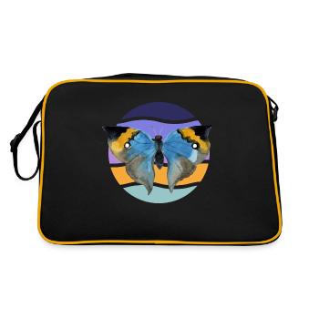 Beautiful butterfly in front of a wave pattern - Retro Bag - black/gold - Back