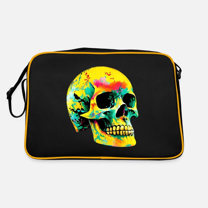 Totenkopf - Retro Tasche - Schwarz/Gold