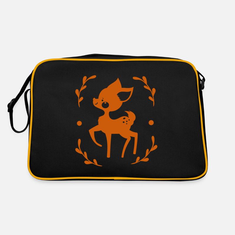Rehkitz - Zootier - Tierfreund - Naturschutz - Retro Tasche - Schwarz/Gold