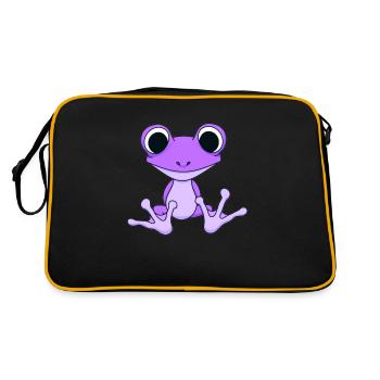 frog with huge eyes,frog,eye - Retro Bag - black/gold - Back