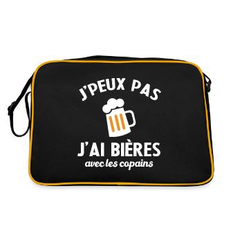 Cadeau humour j'peux pas j'ai bières avec copains - Sac Retro - noir/or - Dos