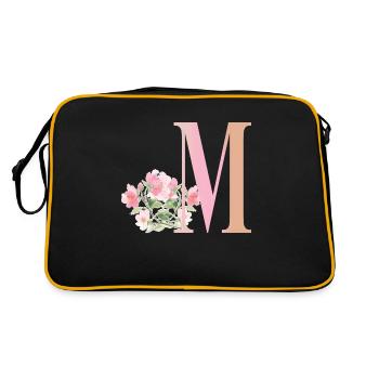 Letter M with flowers - Retro Bag - black/gold - Back