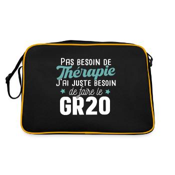 GR20 Corse Randonnée Sport Marathon Cadeau T-shirt - Sac Retro - noir/or - Dos