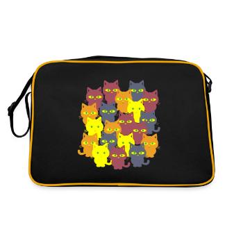 Katzen, nichts als Katzen - Retro Tasche - Schwarz/Gold - Hinten