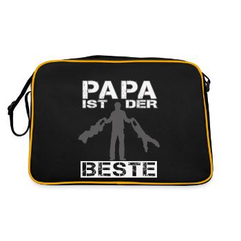 Papa ist der Beste - Retro Tasche - Schwarz/Gold - Hinten