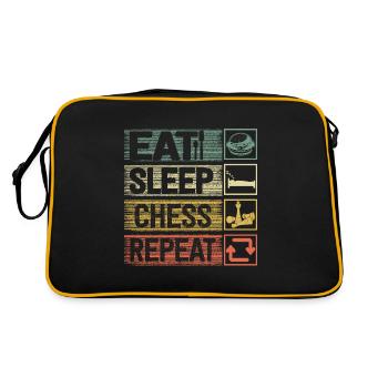 Eat Sleep Chess Repeat Funny Chess Player - Retro Tasche - Schwarz/Gold - Hinten