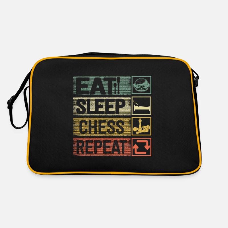 Eat Sleep Chess Repeat Funny Chess Player - Retro Tasche - Schwarz/Gold