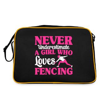 Never Underestimate A Fencing Girl Fencer - Retro Tasche - Schwarz/Gold - Hinten