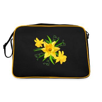Yellow daffodil flowers Spring Easter flowers - Retro Bag - black/gold - Back