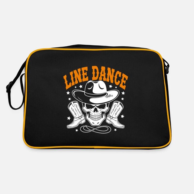 Line Dance Skull mit Stetson und Boots und Lasso Retro Tasche
