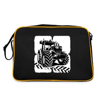 Traktor Traktorfahrer Landwirt Traktorreifen - Retro Tasche - Schwarz/Gold - Hinten