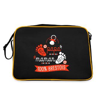 Brest Naissance bébé supporter club football Brest - Sac Retro - noir/or - Dos
