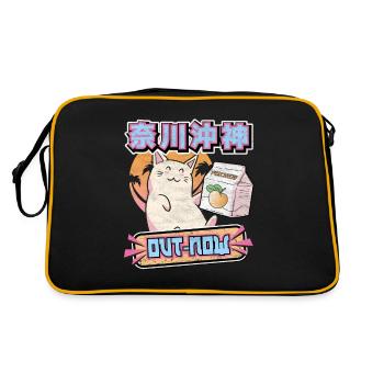Vaporwave Otaku Chat Peach Japan Cat Retrowave - Sac Retro - noir/or - Dos