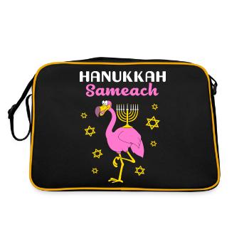 Menorah de flamants roses de Hanoukka - Sac Retro - noir/or - Dos