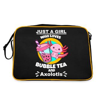 Bubble Tea Bubble Tee Mädchen Geschenk - Retro Tasche - Schwarz/Gold - Hinten