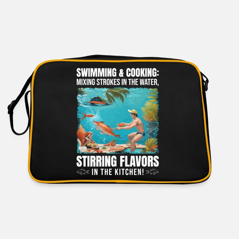 Schwimmen und Kochen Retro Tasche