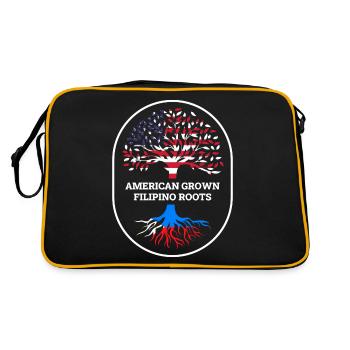Fil-Am Design für stolze Pinoys - Retro Tasche - Schwarz/Gold - Hinten