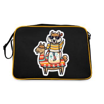 Lama - Retro Tasche - Schwarz/Gold - Hinten