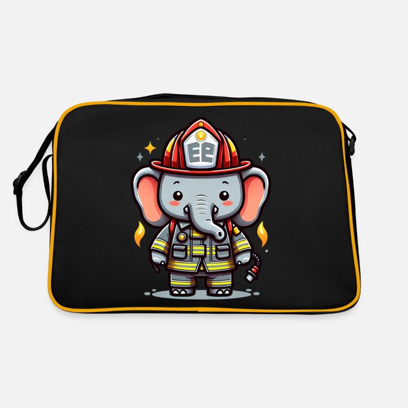 Cute Elephant Firefighter Retro Tasche