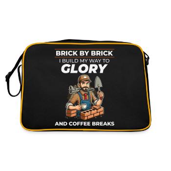 Bricklayer Brick Mason Job Site Humor Coffee Funny - Retro Bag - black/gold - Back
