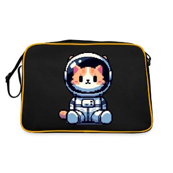 Cosmic Cat Entdecker - Retro Tasche - Schwarz/Gold - Hinten