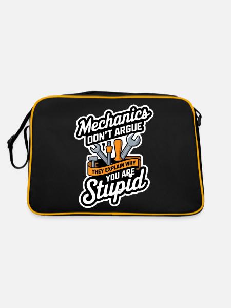 Mechanics Explain Why You Are Stupid 7 - Retro Tasche - Schwarz/Gold - Hinten