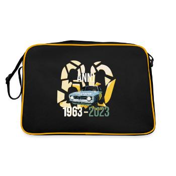 AR Bertone 60 Anni Illustration in Azzuro - Retro Tasche - Schwarz/Gold - Hinten
