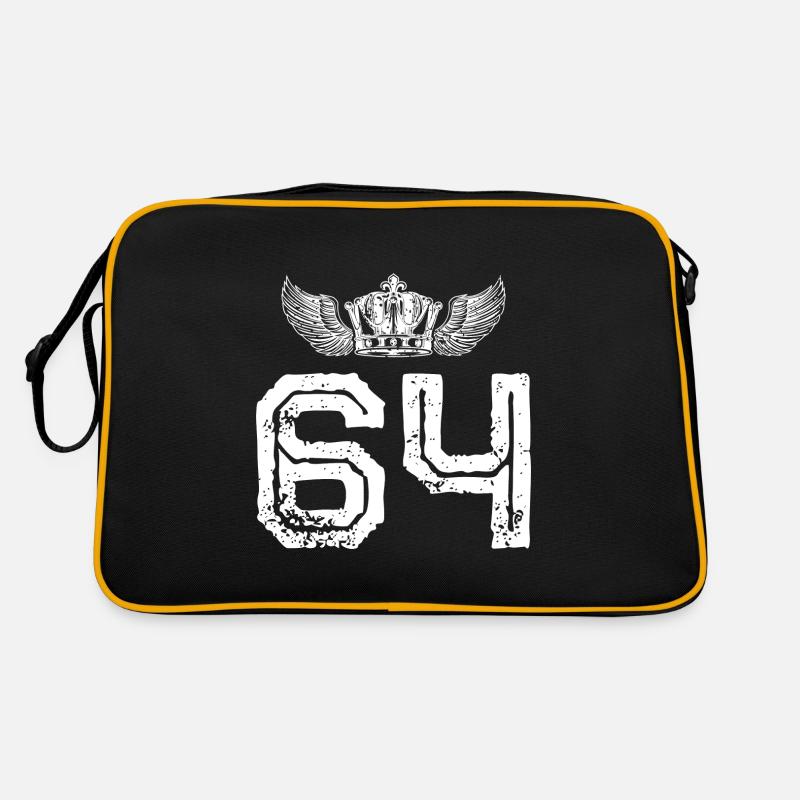 64 Zahl Krone - Retro Tasche - Schwarz/Gold