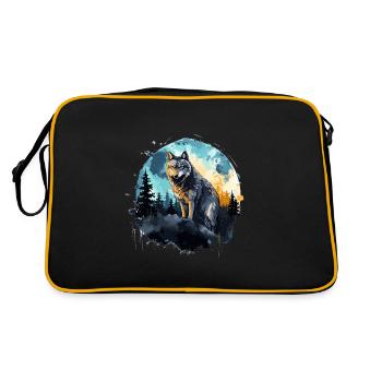 loup aquarelle - Sac Retro - noir/or - Dos