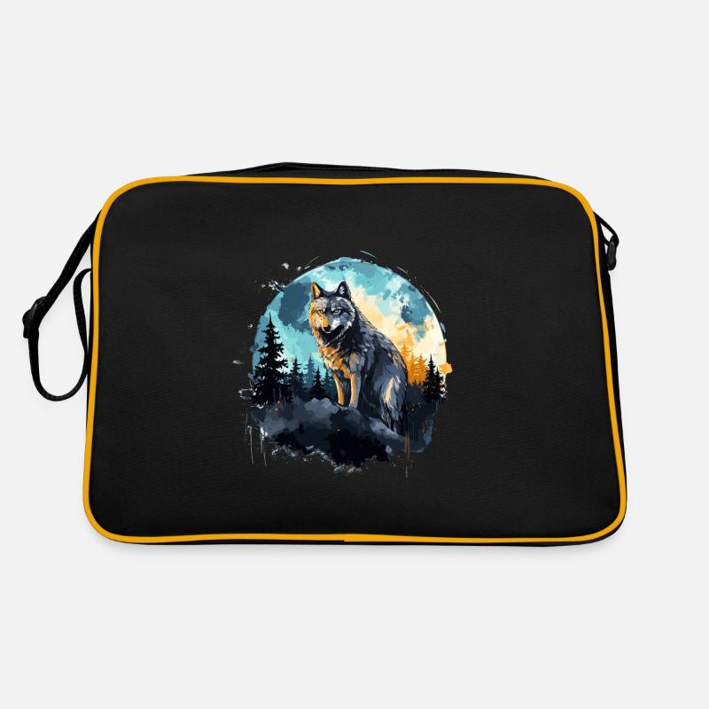 Aquarell Wolf Retro Tasche