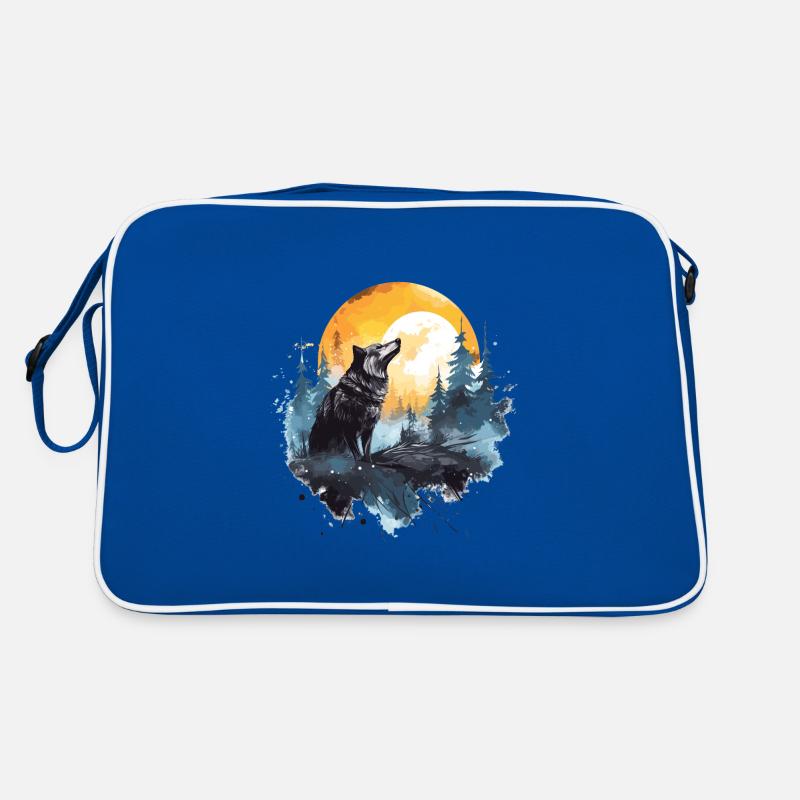 loup aquarelle Sac Retro