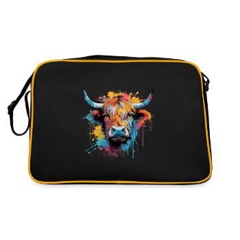 Vache Highland , aquarelle - Sac Retro - noir/or - Dos