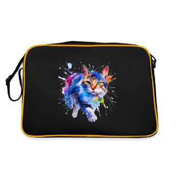 cat, kitten - Retro Bag - black/gold - Back
