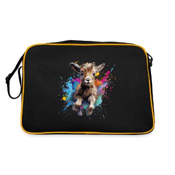 chèvre, cabris qui saute - Sac Retro - noir/or - Dos