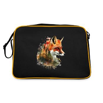 Renard dans le foret aquarelle, Fox - Sac Retro - noir/or - Dos