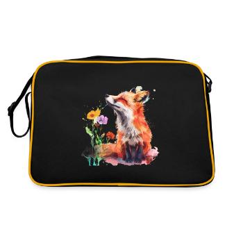Renard aquarelle, Fox - Sac Retro - noir/or - Dos