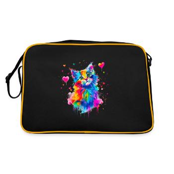 Chat mignon coloré avec coeur - Sac Retro - noir/or - Dos