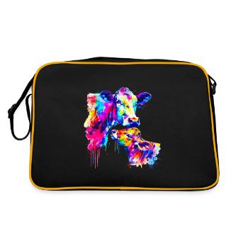 Cow with calf - Retro Bag - black/gold - Back