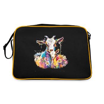 Goat with her calf - Retro Bag - black/gold - Back