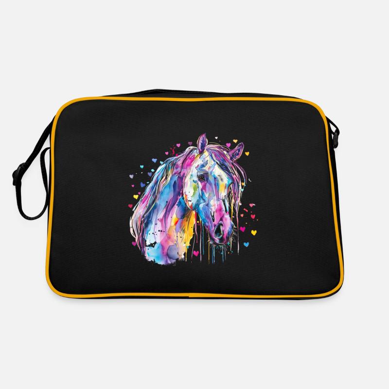 Pferd mit Herz Retro Tasche